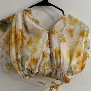 Elegant Floral V-Neck Blouse